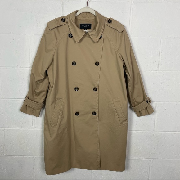 Ann Taylor PetiteTrenchcoat Midi Length Tan Classic Timeless Minimalist XLP - Picture 1 of 15